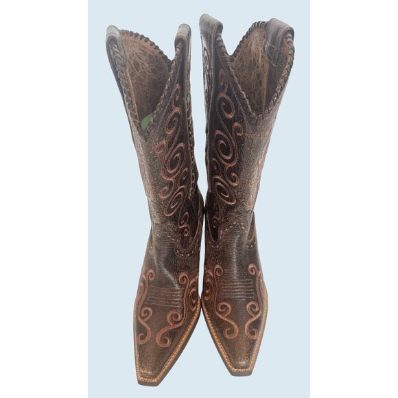 ARIAT Shelleen Brown Leather Embroidered Cowboy Western Boots Sz 7.5 B - Picture 3 of 8